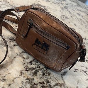 Coach authentic small gold leather cross body like new condition